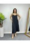 Women's Black Strap Modal Fabric Casual Midi Length Dress