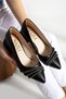 Woman's Low Heel 4 cm Pointed Toe Striped Stone Evening Dress Women's Square Heeled Shoes (36-44) - 4