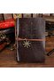 Compass Designed Leather Cover Retro Notebook and Ink Feather Pen Dip Inkwell Set Special Vip Production - 3