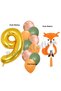9 Year Old Cute Fox and Gold Number Balloon Set - Birthday Bunch