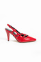 Zora Women's Red Patent Leather Buckle Detailed Ankle Strap Heeled Shoes - 4