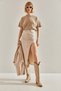 Women's Beige Slit Detailed Denim Skirt 60251079 - 6