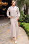2078 Collar Mesh Detailed Double Set Mink