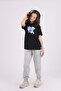 Butterfly Printed Girl's Top and Bottom Tracksuit Set with Elastic Legs and Pockets - 6