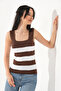 Women's Square Neck Striped Summer Knitwear Blouse Undershirt - 7