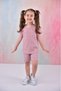 Summer Girl's Ruffle Sleeve Ribbed Powder Color Set with Shorts - 5