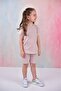 Summer Girl's Ruffle Sleeve Ribbed Light Powder Color Set with Shorts - 5