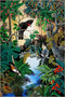 Bird and Forest Patterned Woven Base Carpet Miravip8014