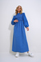 Women's Blue Stand Collar Crochet Braided Back Zipper Woven Dress ALC-X12025 - 3