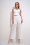 Women's White Double Breasted Collar Crop Blouse and Lined Trousers Double Set ALC-X11946 - 3