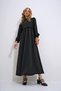 Women's Black Stand Collar Crochet Braided Back Zipper Woven Dress ALC-X12025 - 2