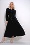 Black Shirt Collar Stone Button Detailed Skirt Ruffled Woven Viscose Dress Alc-X12061 - 2