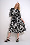 Women's Black-Cream Polka Dot Patterned Woven Viscose Shirt Dress ALC-X6247 - 2
