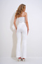 Women's Ecru Striped Elastic Trousers ALC-X12199 - 6