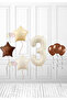 3 Years Old Bohemian Retro Mini Birthday Party Set - Beige, Cream, Brown, Star, Cream Number Balloons