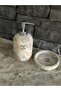 New Silver Travertine Natural Stone Liquid Soap Dispenser Set with Tray - 6