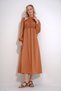 Women's Brown Stand Collar Crochet Braided Back Zipper Woven Dress ALC-X12025 - 4