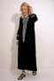 Women's Black V-Neck Ethnic Patterned Skirt Flounced Viscose Dress ALC-X12083 - 3