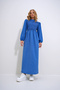 Women's Blue Stand Collar Crochet Braided Back Zipper Woven Dress ALC-X12025 - 6