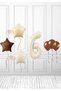 6th Birthday Bohemian Retro Mini Birthday Party Set - Beige, Cream, Brown, Star, Cream Number Balloons