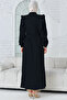 Women's Black Flounce Belted Woven Dress - 2
