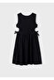 Girl's Ribbed Cut Dress Black 6965 - 2