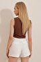 Women's Dark Brown Heart Collar Buttoned Striped Vest ALC-X10151 - 5