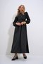 Women's Black Stand Collar Crochet Braided Back Zipper Woven Dress ALC-X12025 - 4