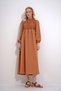 Women's Brown Stand Collar Crochet Braided Back Zipper Woven Dress ALC-X12025 - 3