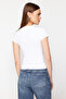 Beyaz Poliamid Kısa Kol Bisiklet Yaka Fitted/Vücuda Oturan Örme T-Shirt TWOSS24TS00238 - 6