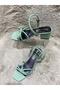 Green Outer Material Skin Leather Thick Heel Women's Shoes