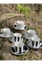 6-Piece Anita Porcelain Gilded Luxury Striped Cup Set - 7
