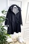 Nisa Detachable Hooded Striped Short Trench - Navy Blue - 2