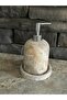 New Silver Travertine Natural Stone Liquid Soap Dispenser Set with Tray
