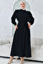 Women's Black Flounce Belted Woven Dress