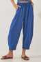 Thin Summer Women's High Waist Comfortable Loose Cotton Slouchy Fit Basic Elastic Waist Ankle Length Pants