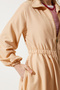 Women's Cream Zipper Seasonal Woven Dress Trench Coat DD01298 - 3
