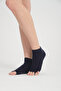 Women's Navy Cotton Yoga Toeless Socks - 5