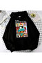 New Colletion Christmas Candy Two Printed Black Unisex Oversize Hooded Sweatshirt - 2