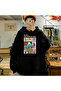 New Colletion Christmas Candy Two Printed Black Unisex Oversize Hooded Sweatshirt
