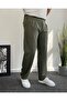 Men's Khaki Green Baggy Fit Fabric Trousers - 2