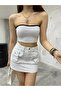 Women's Strapless Ribbed Crop Bustier - 5
