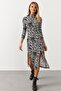 Women's Black-White Double Slit Zebra Pattern Dress EY1066 - 2