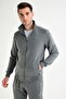 Men's Anthracite Tracksuit Top with Stand Collar and Zipper Pocket