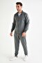 Men's Anthracite Tracksuit Top with Stand Collar and Zipper Pocket - 6