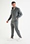 Men's Anthracite Tracksuit Top with Stand Collar and Zipper Pocket - 7