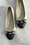Women's Black Beige Genuine Leather Size 35-41 Ballerinas - 5