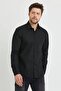 Slim Fit Long Sleeve Easy Ironing Sweat Absorbing Soft Texture Tie Four Seasons Black Men's Shirt
