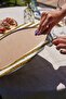 4-Piece White Background Gold Detailed Geometric Drawing Placemat & Plate - 3