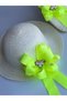 Custom Design Luxury Princess Girl Child Straw Hat Beach Bag Suit Set Neon Yellow Unicorn Horse - 6